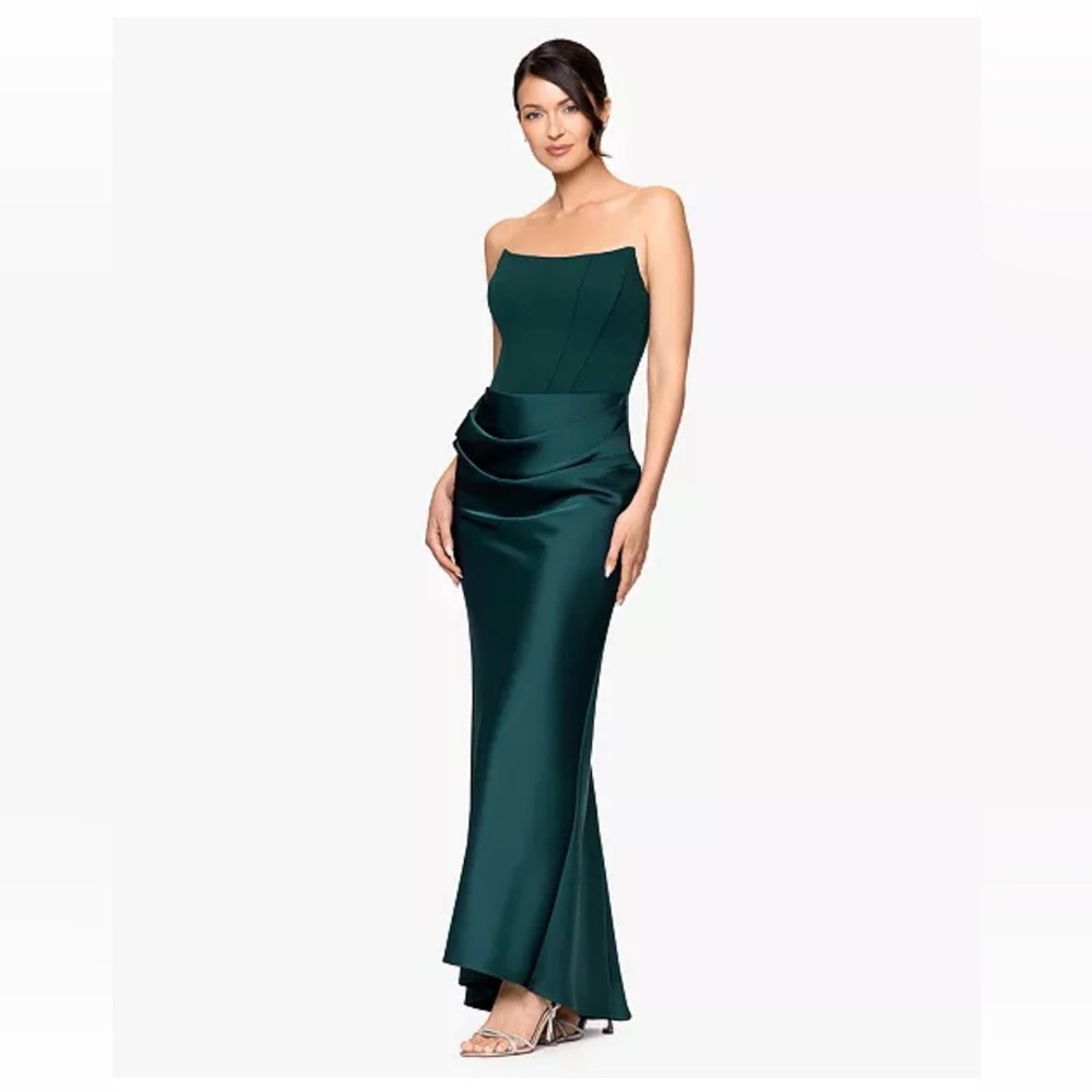 Betsy and Adam Petite Strapless Gown